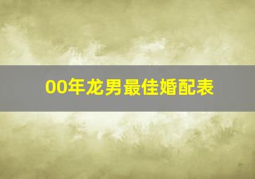 00年龙男最佳婚配表