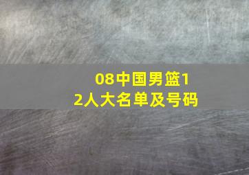 08中国男篮12人大名单及号码