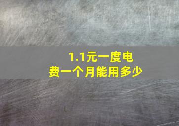 1.1元一度电费一个月能用多少