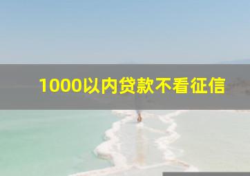 1000以内贷款不看征信