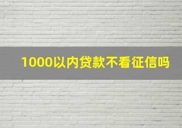 1000以内贷款不看征信吗