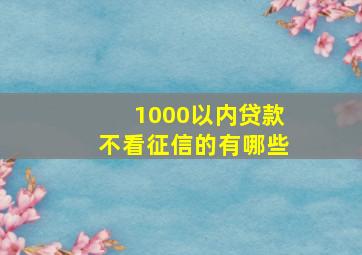 1000以内贷款不看征信的有哪些