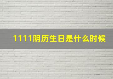 1111阴历生日是什么时候