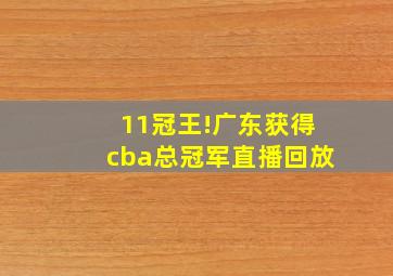 11冠王!广东获得cba总冠军直播回放