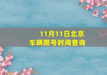 11月11日北京车辆限号时间查询