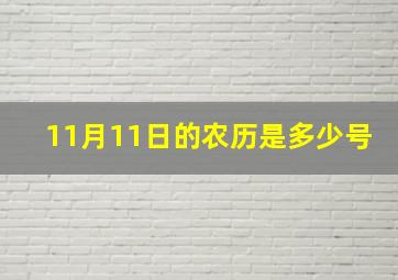 11月11日的农历是多少号