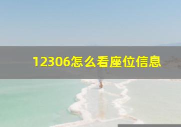 12306怎么看座位信息