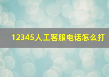 12345人工客服电话怎么打