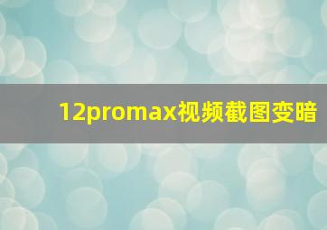 12promax视频截图变暗