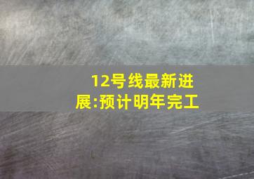 12号线最新进展:预计明年完工