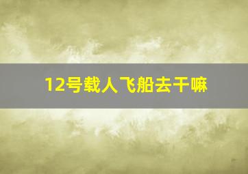 12号载人飞船去干嘛