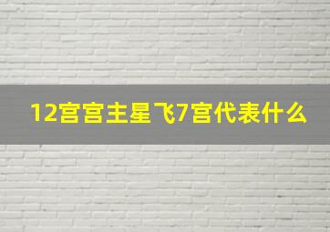 12宫宫主星飞7宫代表什么