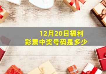 12月20日福利彩票中奖号码是多少