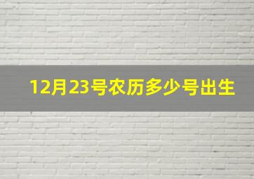 12月23号农历多少号出生