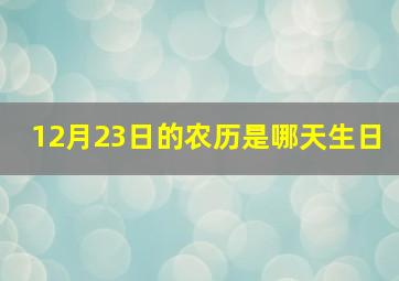 12月23日的农历是哪天生日