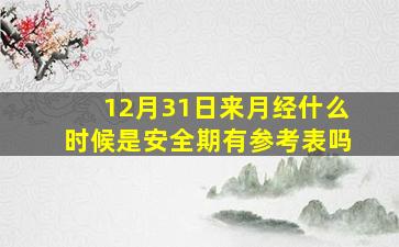 12月31日来月经什么时候是安全期有参考表吗