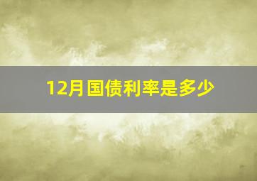 12月国债利率是多少