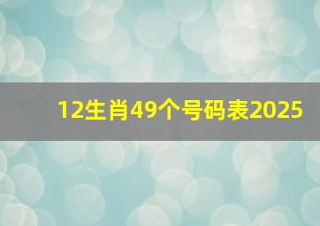 12生肖49个号码表2025