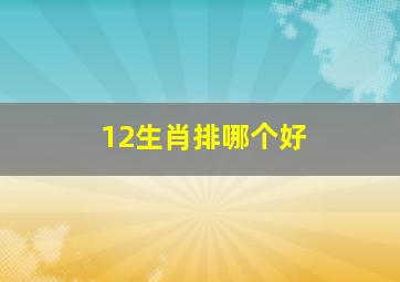 12生肖排哪个好