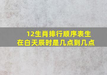 12生肖排行顺序表生在白天辰时是几点到几点