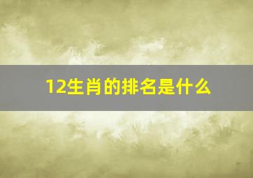 12生肖的排名是什么