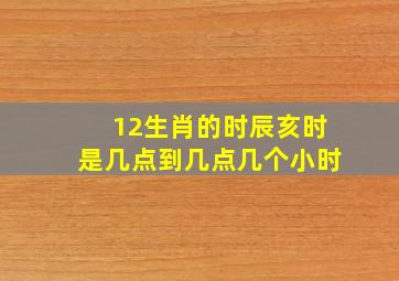 12生肖的时辰亥时是几点到几点几个小时