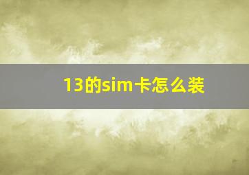 13的sim卡怎么装