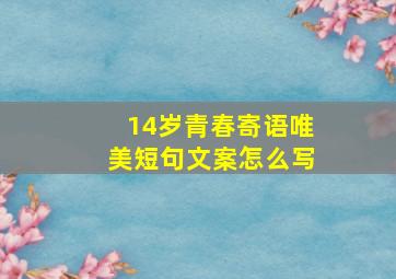 14岁青春寄语唯美短句文案怎么写