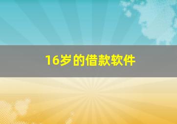 16岁的借款软件