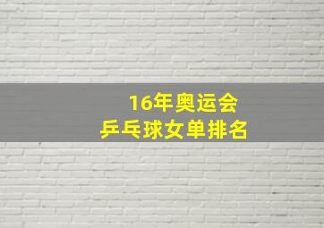 16年奥运会乒乓球女单排名