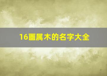 16画属木的名字大全