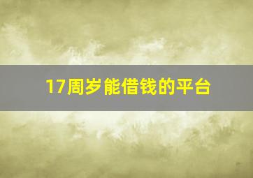 17周岁能借钱的平台