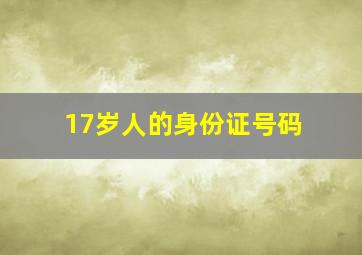 17岁人的身份证号码