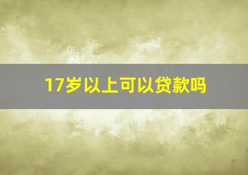 17岁以上可以贷款吗