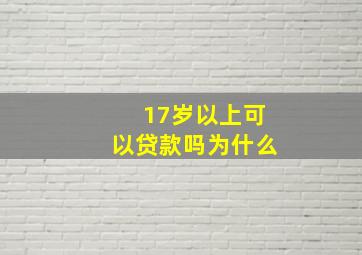 17岁以上可以贷款吗为什么