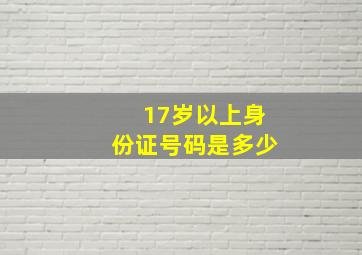 17岁以上身份证号码是多少