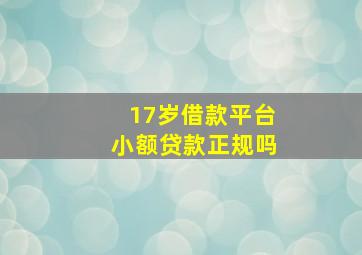 17岁借款平台小额贷款正规吗