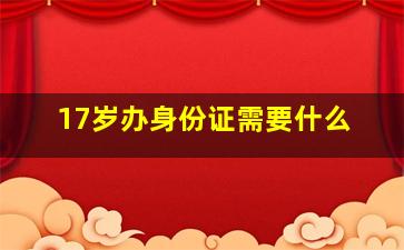 17岁办身份证需要什么