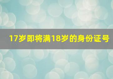 17岁即将满18岁的身份证号