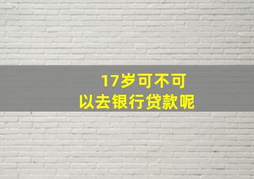 17岁可不可以去银行贷款呢