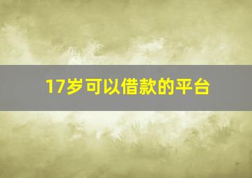 17岁可以借款的平台