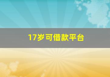 17岁可借款平台