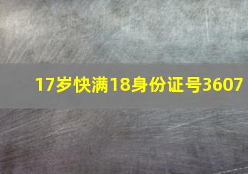 17岁快满18身份证号3607