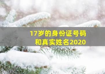 17岁的身份证号码和真实姓名2020