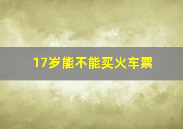 17岁能不能买火车票