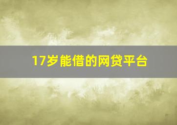 17岁能借的网贷平台