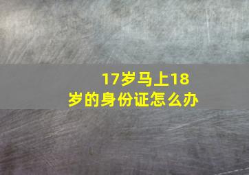 17岁马上18岁的身份证怎么办