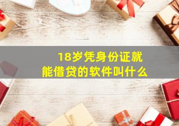 18岁凭身份证就能借贷的软件叫什么