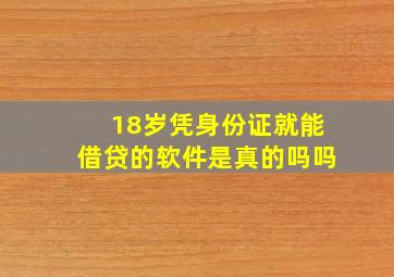 18岁凭身份证就能借贷的软件是真的吗吗