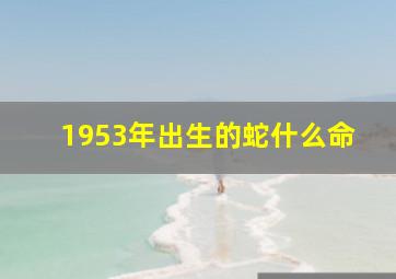 1953年出生的蛇什么命